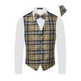 thumbnail image 2 of Men's Premium Plaid Vest - NeckTie - Bow Tie - Pocket Square 4 Piece Set for Suits & Tuxedos-Many Colors, 2 of 4