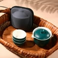 thumbnail image 2 of Porcelain Chinese Gongfu Tea Sets for Adults Portable Kungfu Teapot and Cup Set Small Ceramic Tea Party Set Travel Teaset with Lid for Home Gifting Outdoor and Office (Green), 2 of 8