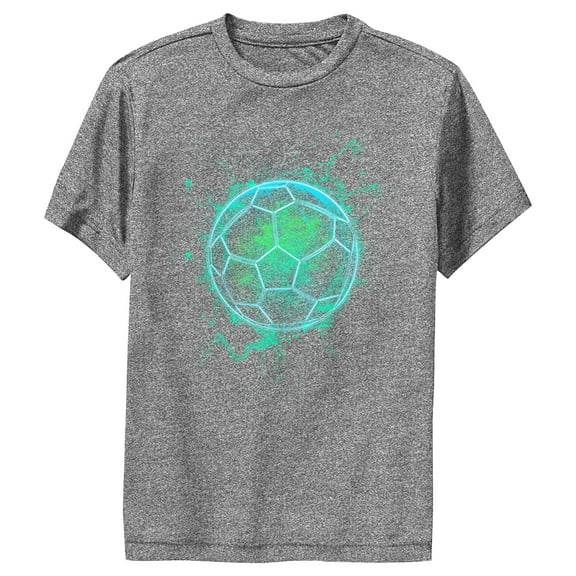 Boy's Lost Gods Lightning Soccer Ball  Performance Graphic Tee Charcoal Heather Medium