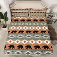 thumbnail image 2 of Feelyou Wildlife Bear Animal Bed Sheets, Western Boho Aztec King Sheets, Brown Green Abstract Sheet Set, Luxury Bedroom Decor, 4-Piece, 2 of 7