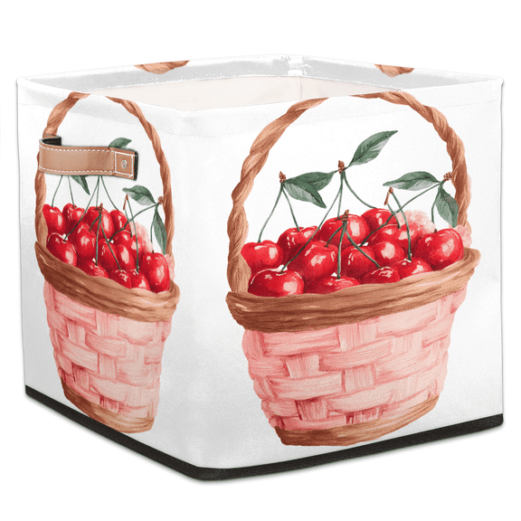 CURLYOOT Cherry Red Cube Storage Bin, 13 x 13 x 13 Storage Cube Bins for Organizing, Fabric Foldable Baskets with Handles for Closet, Shelves, Clothes