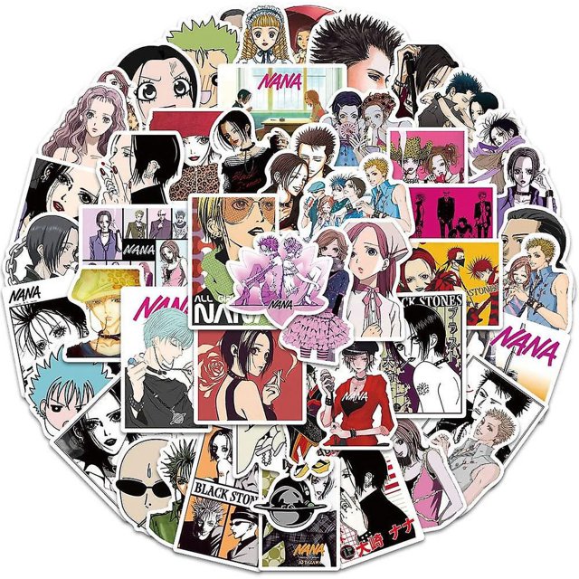 50 pegatinas japonesas de anime Nana impermeables de vinilo Kawaii para niños, adolescentes, adultos, monopatín, ordenador, portátil, guitarra (nana anime)