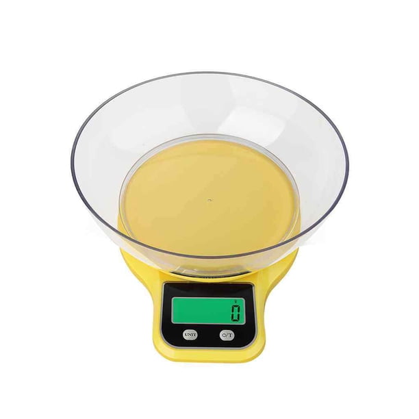 Bearachild Báscula de cocina pantalla LCD electrónica Digital 5 kg/1g báscula para alimentos té café para postres herramienta de equilibrio de pesaje Cocina y Comedor amarillo