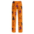 thumbnail image 7 of Halloween Pajamas for Women Funny Halloween Party Graphic Soft Lounge Bottom Trousers Elastic Waist Drawstring Holiday Women's Sleepwear Orange S, 7 of 7