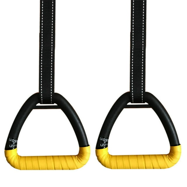 2Pcs Gymnastic Ring Portable Gymnastic Ring Gym Shoulder Strength Home Fitness Training Equipment-2M,2* Gymnastics Rings 2* Straps 2* Hands tape,Black