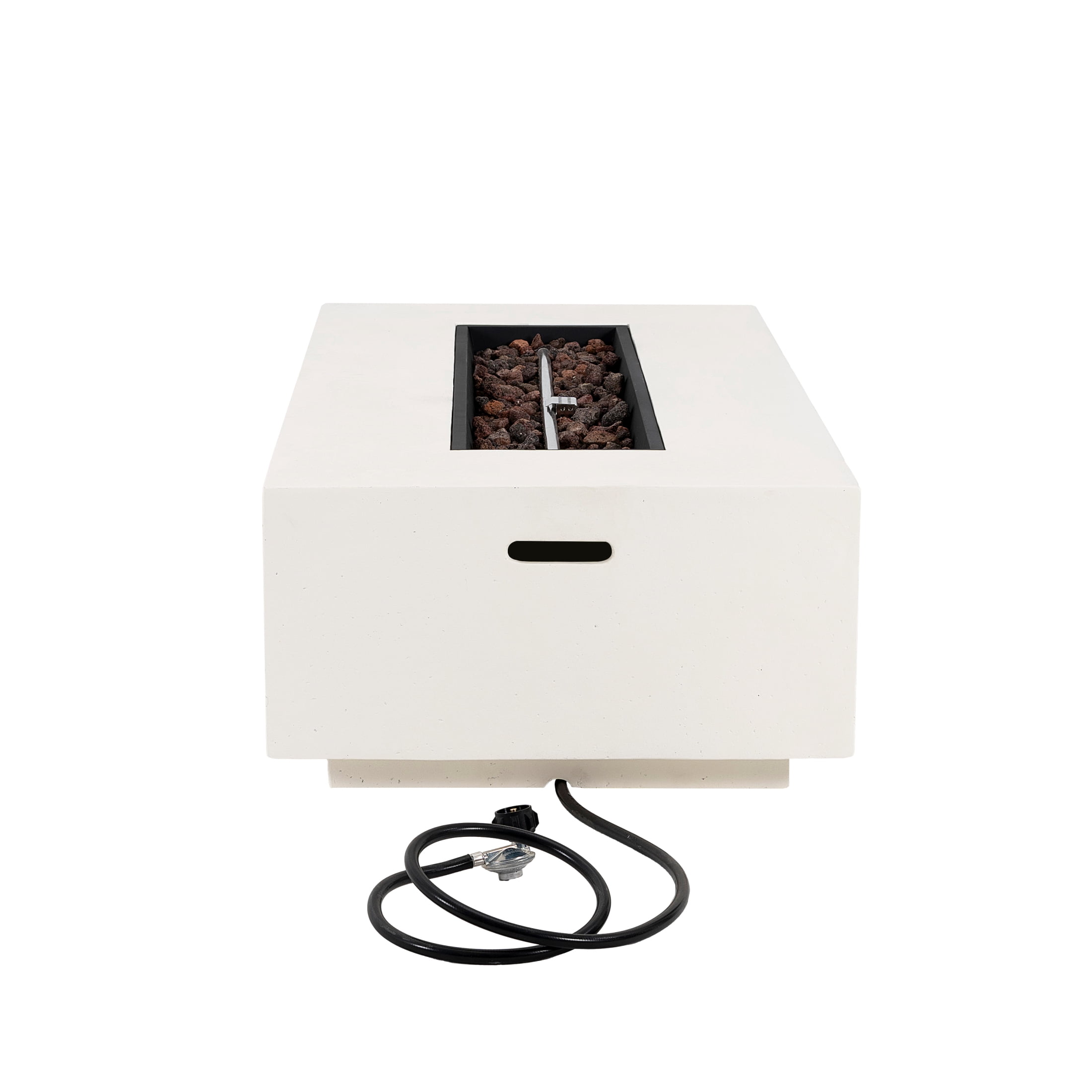 Christopher Knight Home Modern Outdoor 56" Rectangular Propane Fire Pit, 50,000 BTU, White MGO, (No Tank Cover)