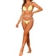 thumbnail image 2 of INSPIRE CHIC Conjuntos de Bikini con Anillo en Forma de Corazón para Mujeres, 2 Piezas, Color de Contraste, Push Up, Atado, Tejido Acanalado, Trajes de Baño Amarillo Grande, 2 of 5