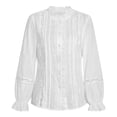 thumbnail image 5 of DHFJKG Long Sleeve Shirts For Women Lace Button Up Shirts Solid Color Ruffle Elegant Business Dressy Wear Office Lady Comfy Tops, 5 of 6