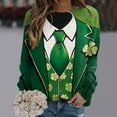 thumbnail image 4 of VBARHMQRT Chandail à Capuchon Vert Foncé Femmes T-Shirts de la St-Patrick Col Rond Chandail Vert Manches Raglan Chandail à Enfiler Hauts Amples Convenant aux Hauts Habillés, 4 of 5