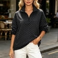 thumbnail image 5 of LumiAtelier Ladies Soft Knit Polka Dot Pullover Half Zip Stand Collar Long Sleeve Windproof Cuff Sweatshirt For Fall Winter Daily Outing, 5 of 7