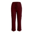 thumbnail image 4 of Yuanlook Women's Yoga Cargo Pants, Crinkle Fabric with Drawstring Waist & Wide Leg Fit, S-XXL, 4 of 6