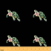 Castle Fairy Cartoon Sea Turtle Fabric by the Yard 2 Yard,Cute Bow-Tie Sewing Fabric,Black Brown Home Decor Fabric by the Yard,Super Cozy Kawaii Room Decor