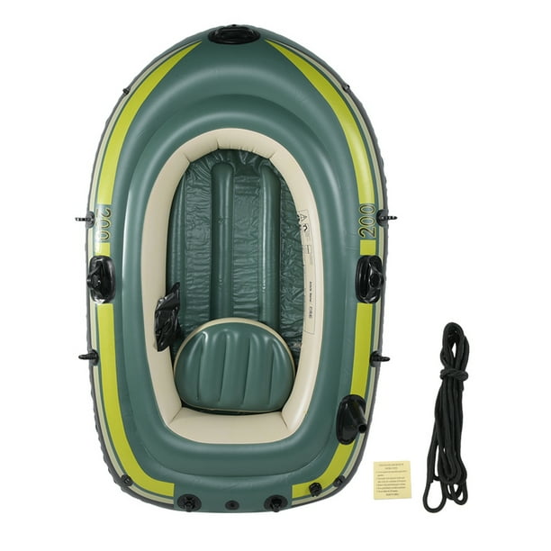 Bote inflable de PVC verde para 2 personas, canoa inflable para Kayak con cuerda de tracción, herramientas de buceo para pesca y deriva