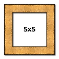 5x5 Frame Gold Rustic Solid Wood Picture Frame | 1.25 Inch Wide Moulding | Rustique Gold Collection