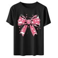 thumbnail image 5 of Odbmxy Womens Shirts Short Sleeve Valentine's Day Tops for Women Plus Size Bow Print Festivals Soft Casual Loose Black Shirts, 5 of 6