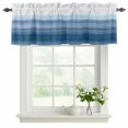thumbnail image 2 of Haze Blue White Ombre Valances for Windows, Decorative Rod Pocket Window Valance Curtains, Vintage Gradient Striped Aesthetics Short Curtain Drapes for Kitchen/Living Room, 2 Panels, 42" W x 12" L, 2 of 8