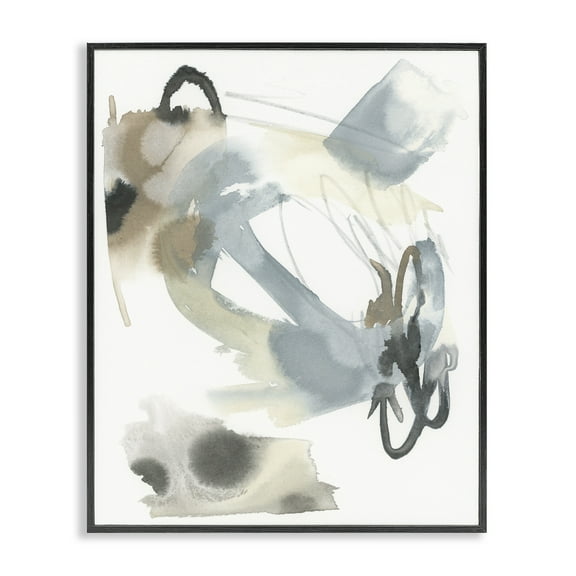 Stupell Industries Modern Neutral Watercolor Abstract Painting Black Framed Art Print Wall Art, 11 x 14