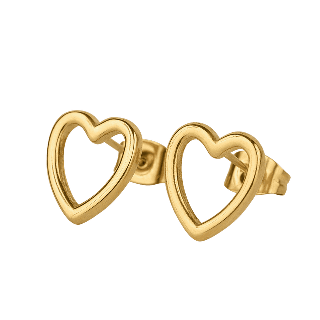 Aretes Mujer LuckyLy Corazón Acero Inoxidable Baño Oro Rosa 14k Modelo Elsie Unitalla