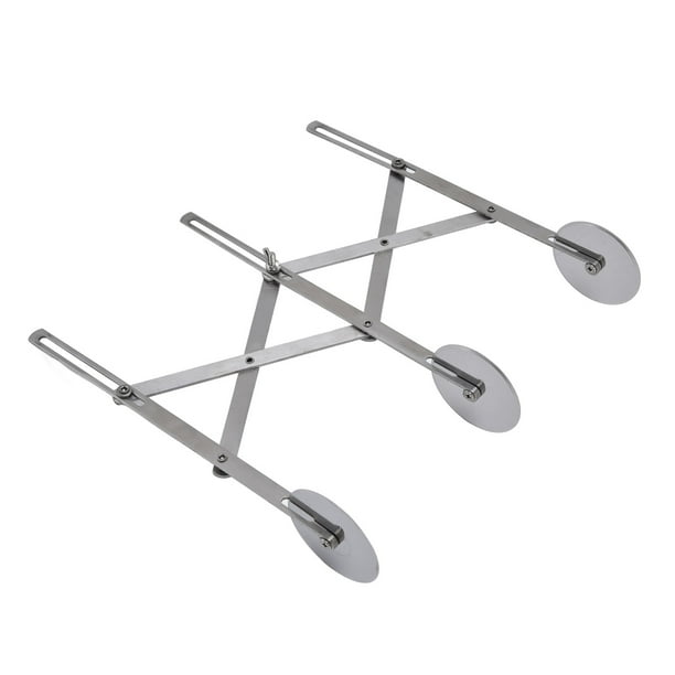 Cortador de masa de acero inoxidable de 3 ruedas, ajustable, expandible, para masa de pizza y horneado. Acero inoxidable.