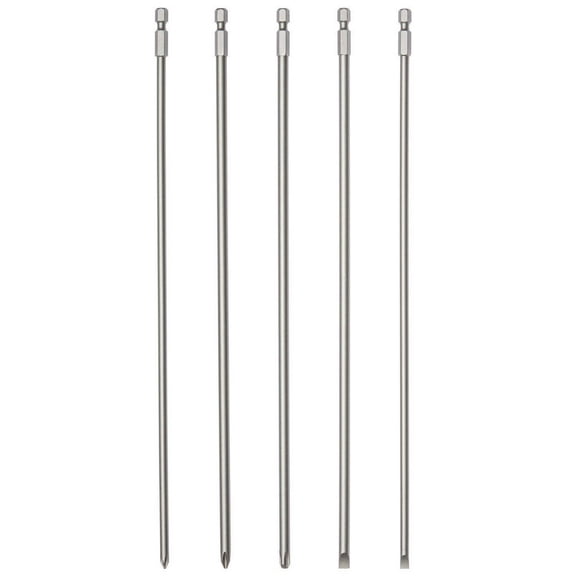 NEIKO 10043A Extra Long Bit Set | 5-Piece | Cr-V Steel | 12-Inch Length Phillips and Slotted Screwdriver Bits |1/4-Inch Hex Shank | Power Driver Bit Set