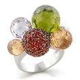 thumbnail image 1 of Rhodium & Ruthenium Brass Ring with AAA Grade CZ, Multi Color - Size 7, 1 of 1