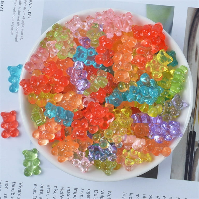 GRJIRAC 12Pcs Mini Bear Beads Rubber Soft Slime Charms Plasticine Slime  Accessories Beads For Crystal Mud Fluffy Slime 