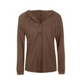 thumbnail image 4 of Fgnfyis Womens Zip Up Hoodie European and Knitted Drawstring Button V Neck Long Sleeved Pullover for Casual Wear Brown XXL, 4 of 5