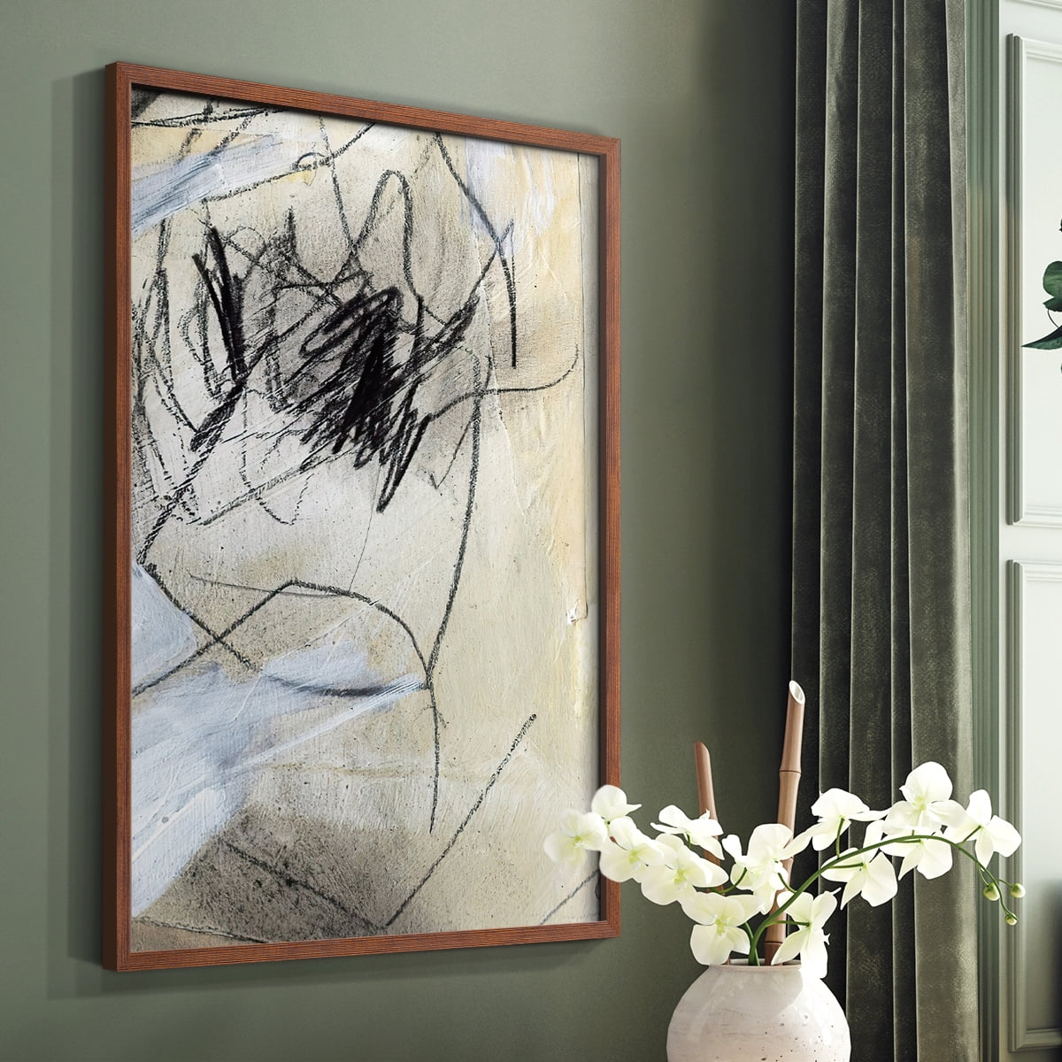 Masked Notes VII Framed Print in Brown Solid Wood Framed Print No Nail Hanging