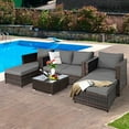 thumbnail image 1 of Gymax Ensemble de Mobilier de Conversation en Rotin pour Patio Extérieur 5 Pcs avec Coussins Gris, 1 of 10