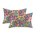 thumbnail image 2 of Haosy Satin Pillowcase for Hair and Skin Standard Cooling Silk Pillow Case with Envelope Closure Colorful Bones 20"x30", 2 of 9