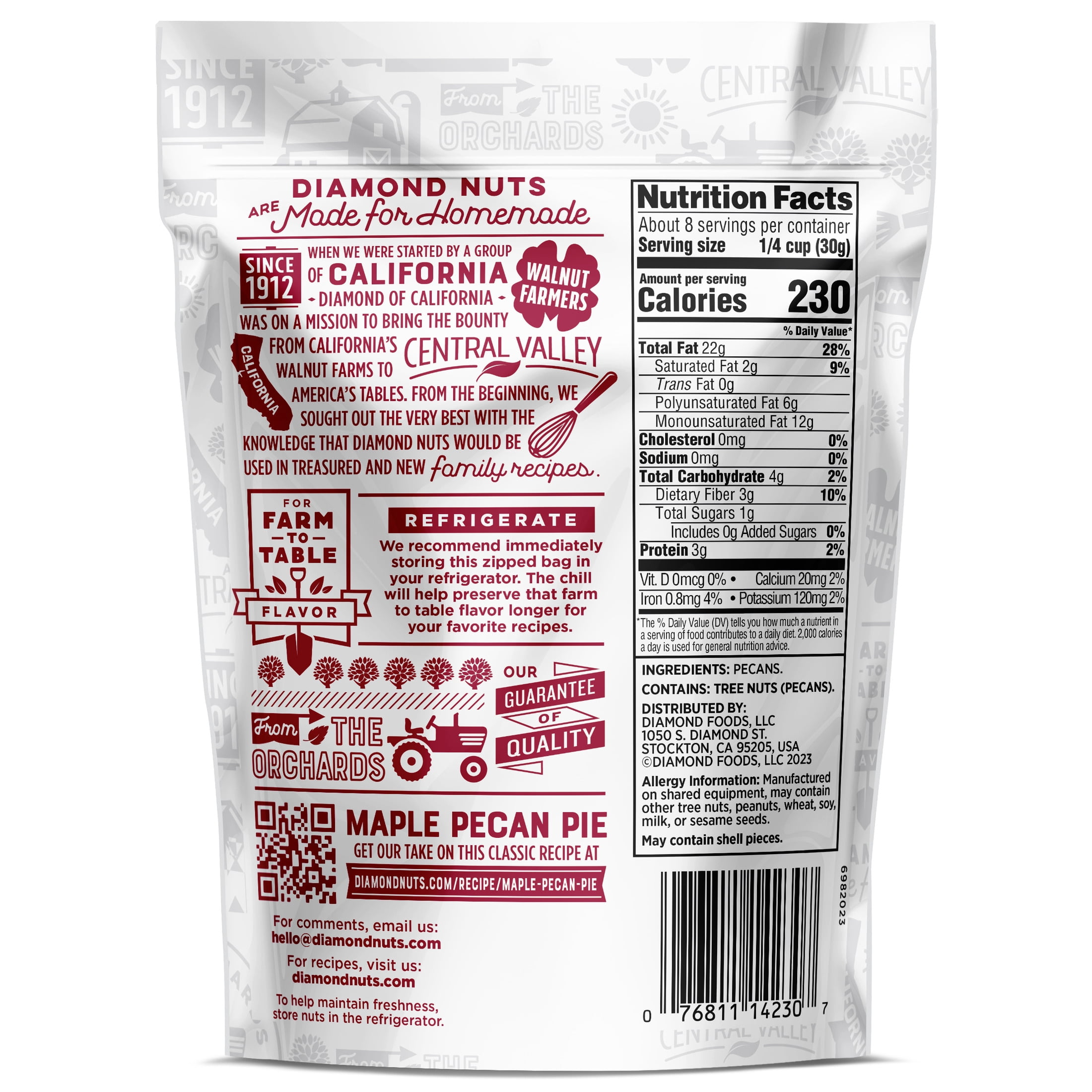 (12 pack) Diamond of California Chopped Pecans 8 oz