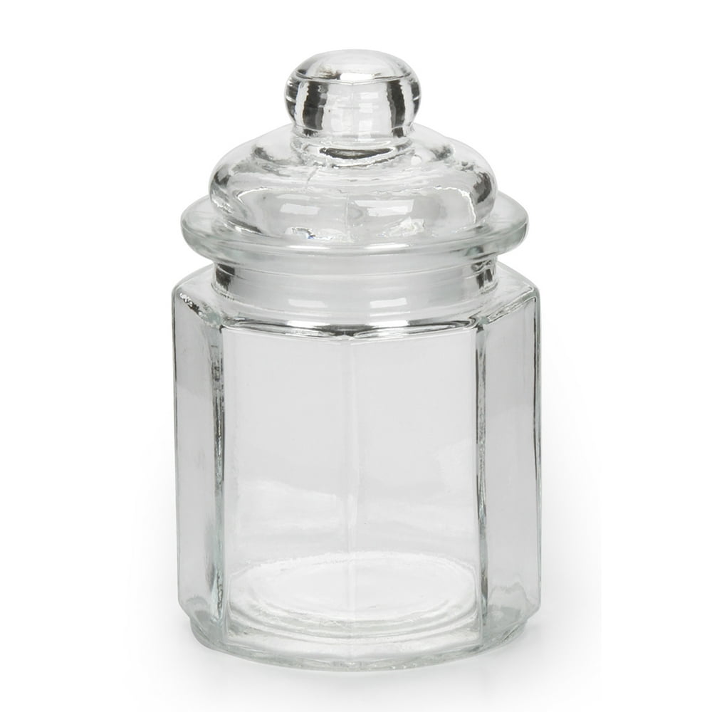 Darice Glass Canister with Lid Paneled Clear 3.0625 x 4.9375 inches
