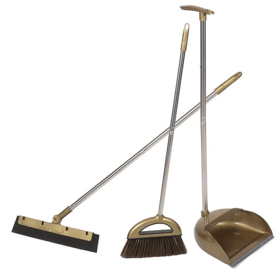 HOOWIFFY Brooms Gold Dust Pan And Broom Set Housekeeping Supplies Long Handle Dustpan