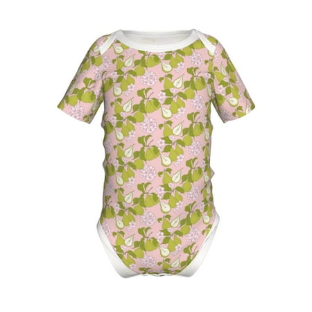 

Adobk Pears And Flower Print Baby Climbing Clothes Jumpsuit Rompers Classic Rompers Child Short sleeve Bodysuits-2 Years