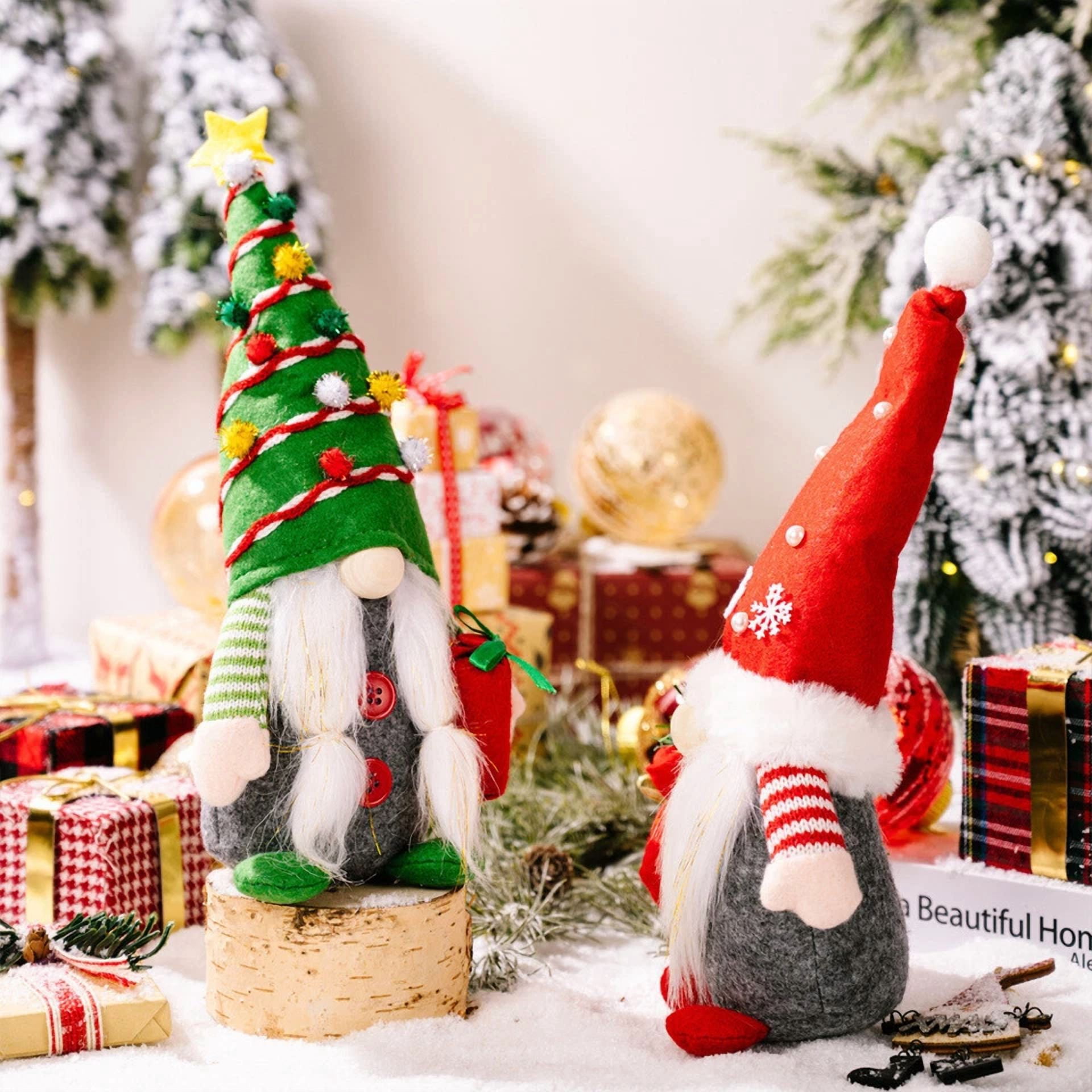 BUTTERFLY- 2Pcs Christmas Gnome Plush Holiday Faceless Gnome Tomte Ornament Decor Gifts