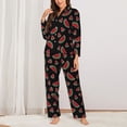 thumbnail image 2 of Honeii Watermelon print Women's Pajama Sets Long Sleeve Button Down Sleepwear Nightwear Soft Pjs Lounge Sets-Small, 2 of 7