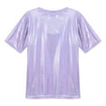 thumbnail image 2 of MSemis Women's Shimmery Metallic Short Sleeve Holographic Blouse Party Dancewear, 2 of 2