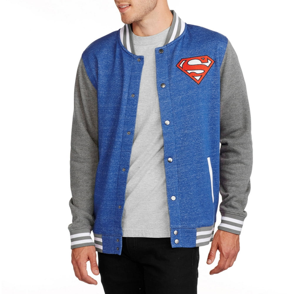 Marvel Superman Big Men's Varsity Fleece Jacket, 2XL