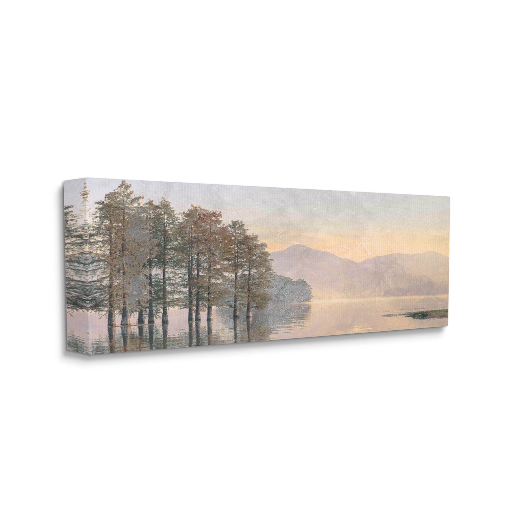 Mountain Lake Water Reflection Landscape Graphic Art Gallery Wrapped Canvas Print Wall Art