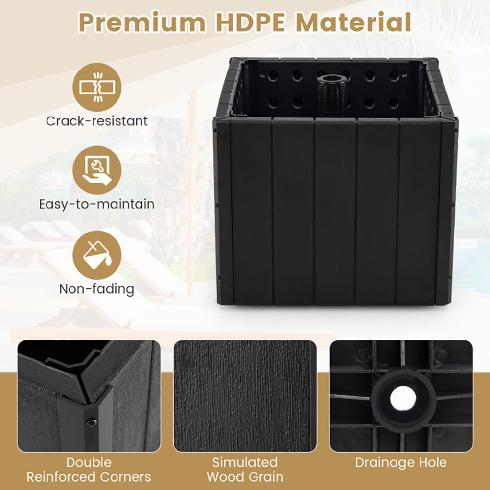 Demifill 2-in-1 Outdoor Umbrella Base Planter Patio Umbrella Stand with Flower Box, Umbrella Base for Outdoor as Garden, Yard, Black