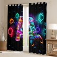 thumbnail image 2 of Homewish Neon Gaming Letter A Kitchen Curtains,Geometric Hexagon Black Out Curtains Pack of 2 (42x63 Each), 2 of 6
