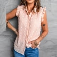 thumbnail image 4 of Womens Casual Tank Top Dressy Work Ruffle Blouse Sleeveless Swiss Polka Dot Cute Summer Shirts Button Down Tunic Tops, 4 of 5