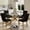 42“ Table and 4 Black Chairs Gold Leg, variant on Sumdeal 47" Glass Dining Table Sets for 4/6,5/7 Pieces Dining Room Set for Kitchen, Glass Dining Table with Velvet Chairs