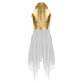 thumbnail image 4 of TiaoBug Women Asymmetrical Metallic Color Block Tunic Dress Lyrical Dance Costume Praise Liturgical Dancewear White XL, 4 of 7