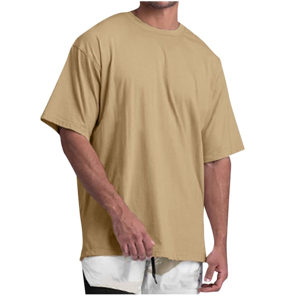 Camisas de Manga Larga para Hombres Color Sólido Casual Cuello Redondo Blusa, Ligero Top de Algodón de Imitación para el Hogar, Diario Y Cuatro Estaciones de Uso