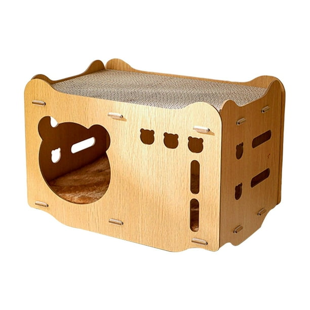 Casa de cartón para gatos, garra de molienda, cama de salón para gatos, almohadilla para rascar, rascador duradero para gatos, protección de cama, 1 Scratch 1 Cojín