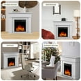 thumbnail image 6 of KISSAIR Electric Fireplace Mantel Package Wooden Surround Firebox Electric Fireplace Heater with Logs, Adjustable Led Flame, Remote Control for Room, 750W-1500W, Pearlwhite, 6 of 7