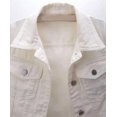 thumbnail image 3 of loveimgs Veste en Jean Courte Décontractée pour Femmes à Manches 3/4 avec Boutons Veste Courte de Moto, 3 of 4