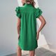 thumbnail image 5 of mfyjkho Vestidos midi para mujer, Vestido de mujer con cuello alto, manga corta y solapa, color liso, con textura en capas y mangas Vestidos de otoño s, 5 of 8