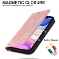 thumbnail image 2 of Allytech Magnetic Flip Folio Case for Apple iPhone 11 6.1 inch,Plain Leather RFID Blocking Card Slots Wallet Kickstand Phone Cover,Pink, 2 of 10